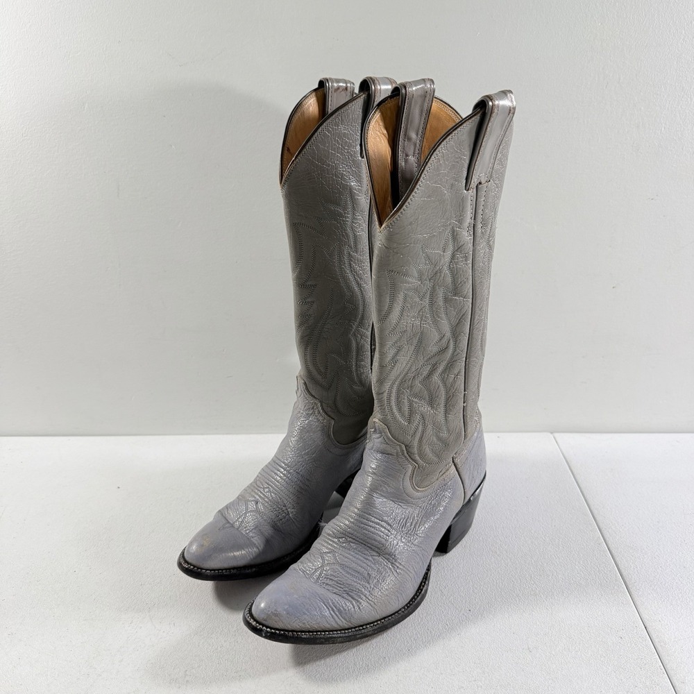 Justin Boots Women's Blue Gray Leather Cowgirl Boots Size 5.5 B C8187